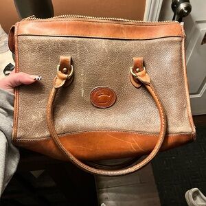 Vintage Dooney & Bourke Brown Leather Tote Bag